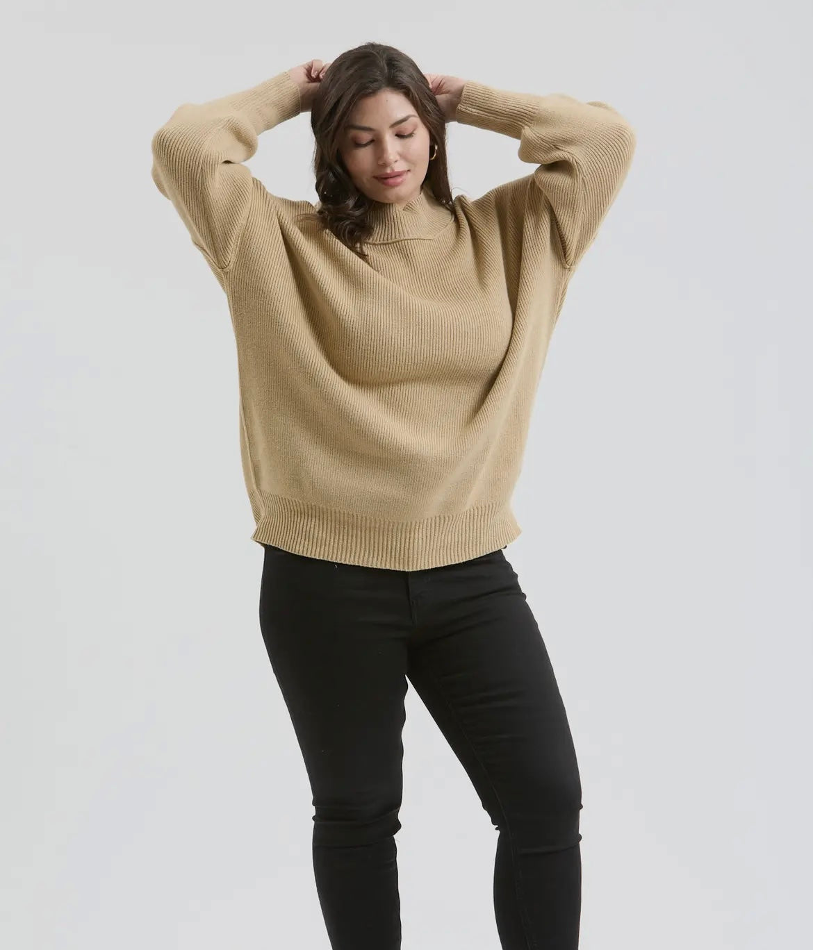 Ribbed Mock Neck Pullover