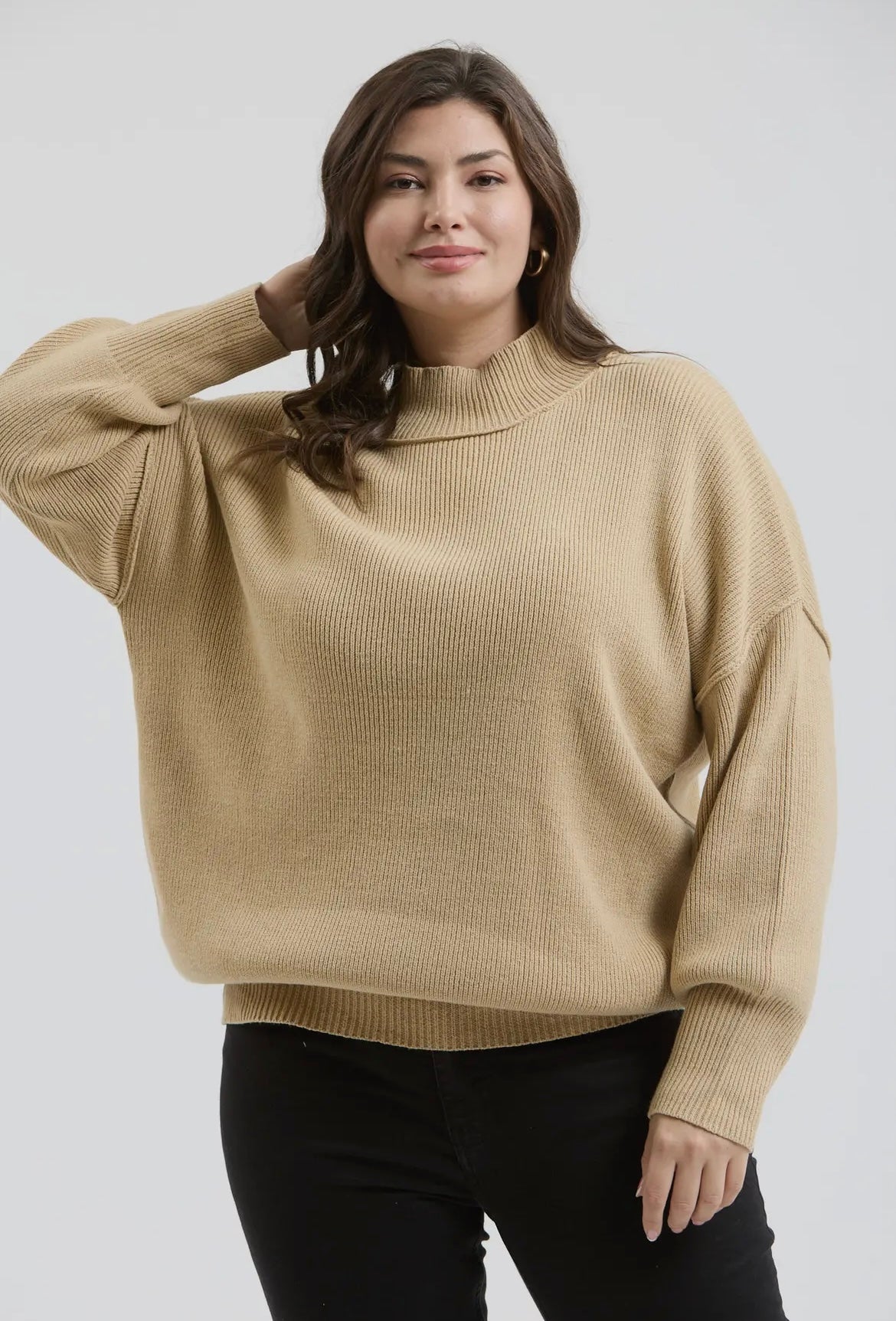 Ribbed Mock Neck Pullover