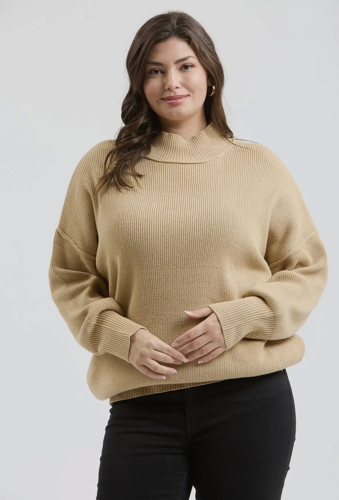 Ribbed Mock Neck Pullover