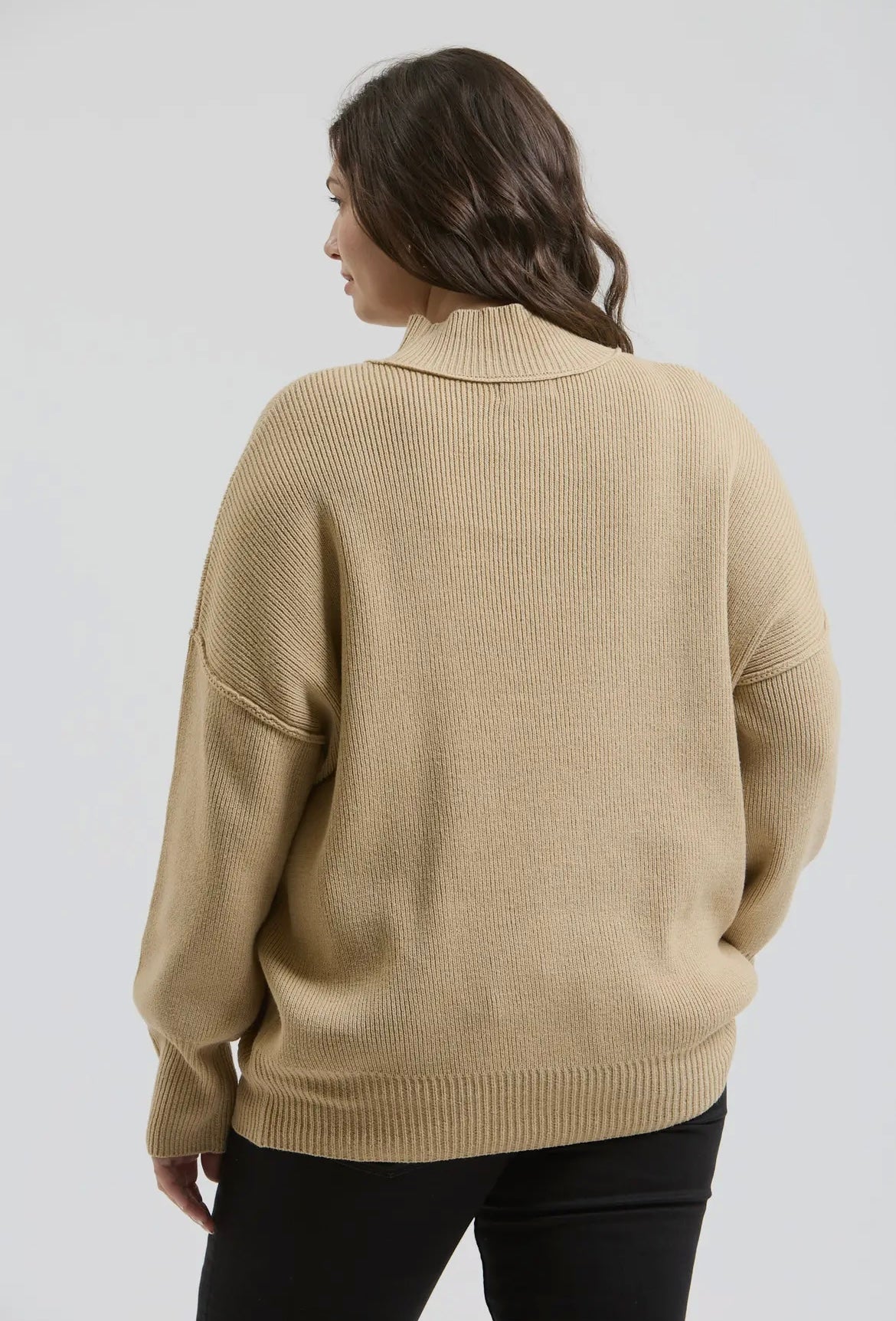 Ribbed Mock Neck Pullover