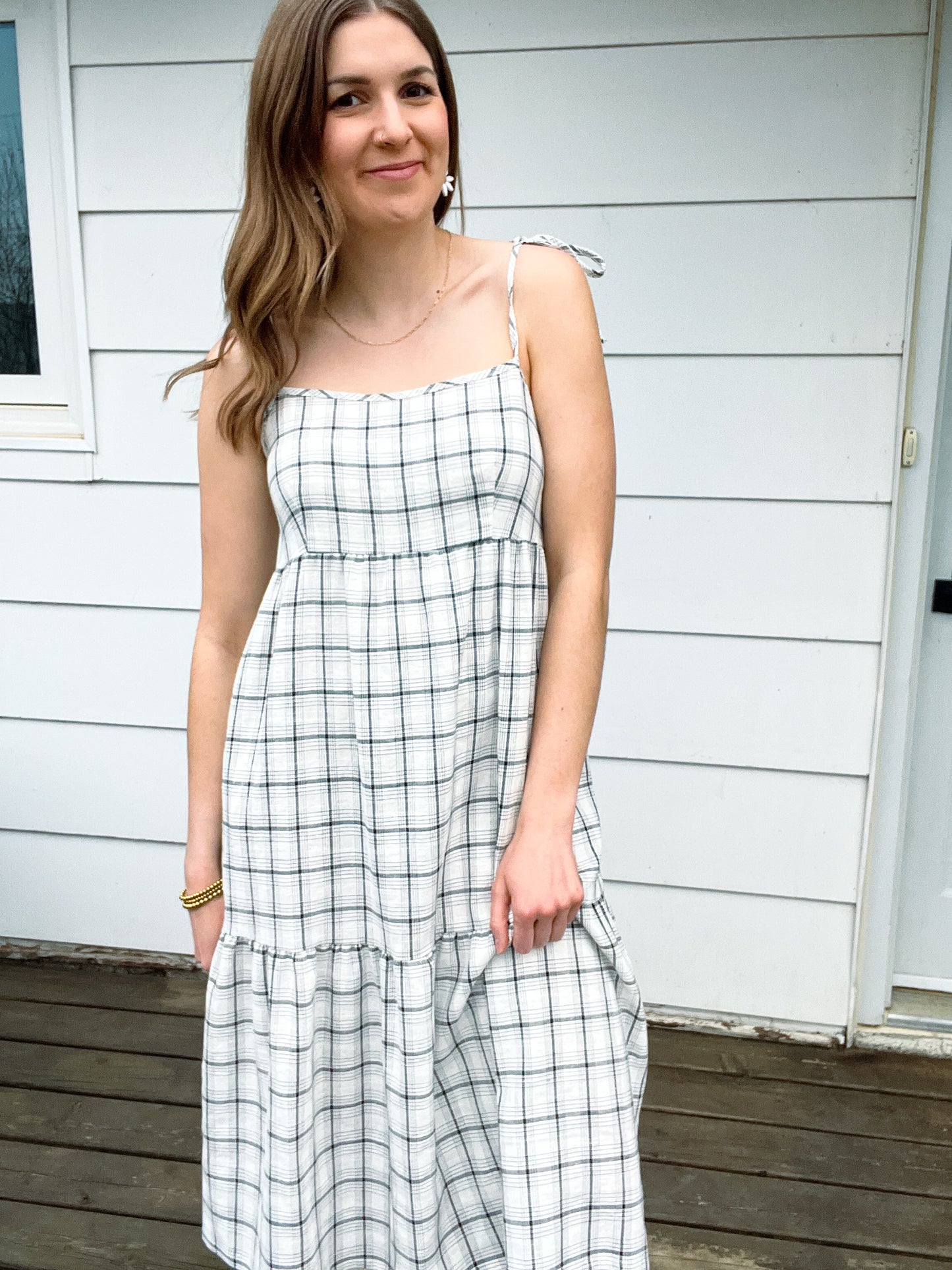 Plaid Tie Strap Dress