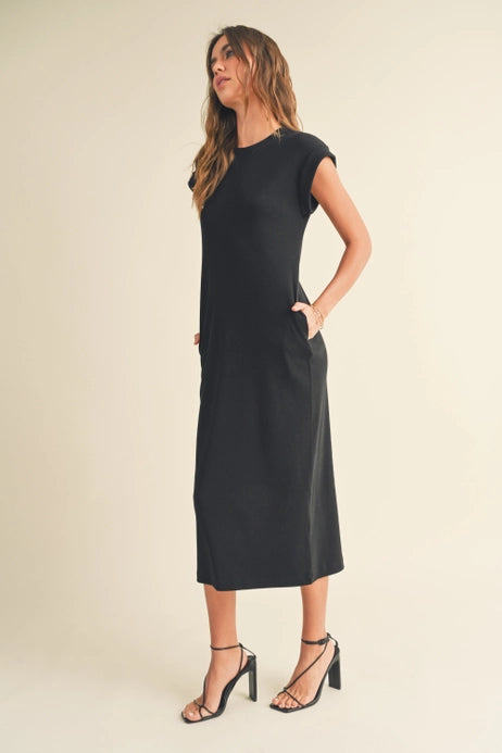 Ribbed Casual Midi Dress